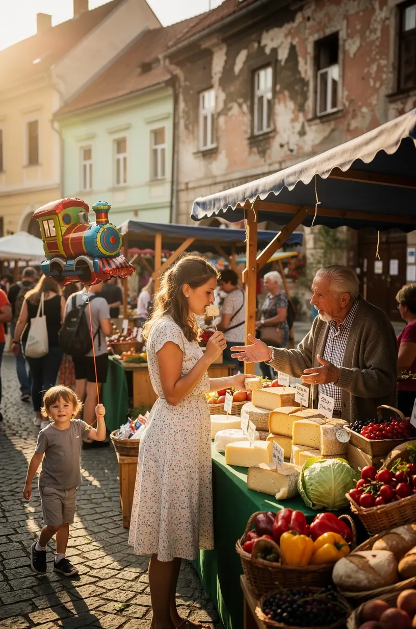 Cestujúci nastupujúci na vlak na historickej železničnej stanici v centre mesta.